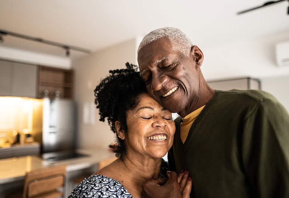 Couple embracing each other