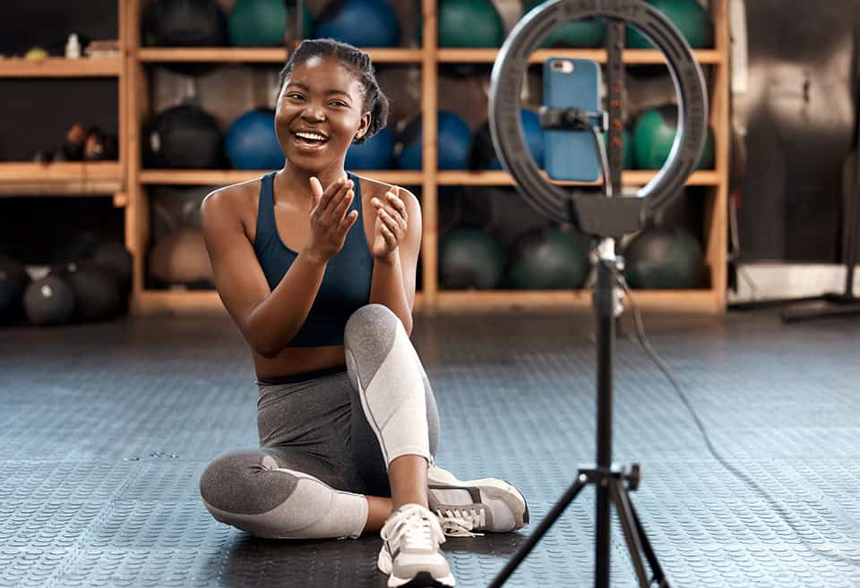 Person talking to a camera in the gym