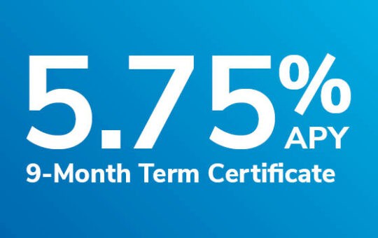 5.75% APY 9 month term certificate