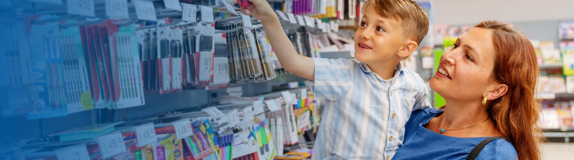 Mother and son back to school shopping