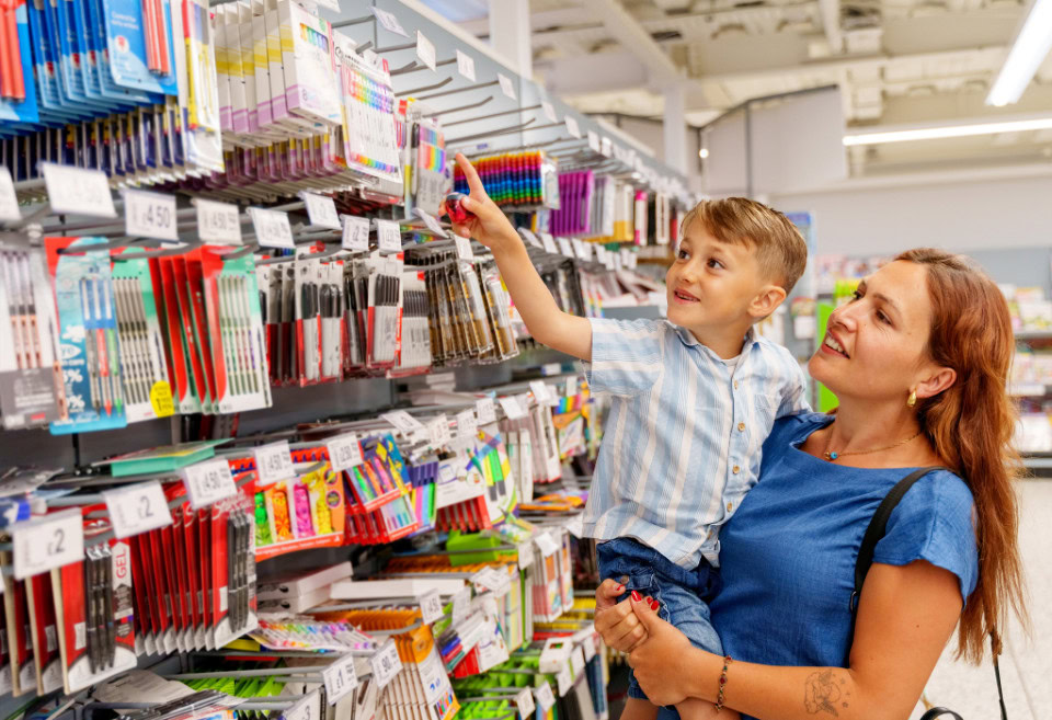 Mother and son back to school shopping