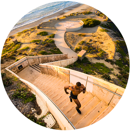 Man Running on Stairs