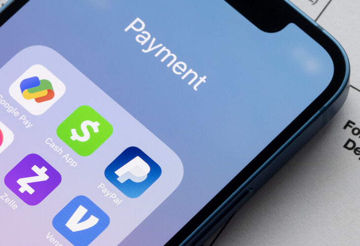 Smartphone with pay apps on screen