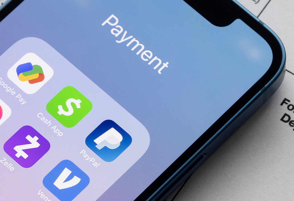 Smartphone with pay apps on screen