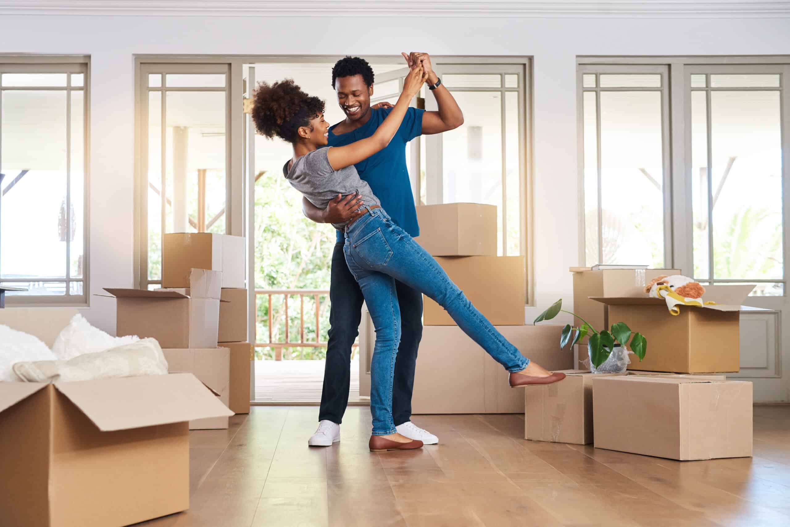 Couple dancing while moving