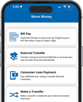 Move Money app on iPhone screen Phone mock up